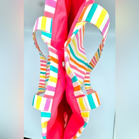 Cat and Jack Colorful Striped Canvas Tote Bag With Side Pockets - Picture 5 of 7